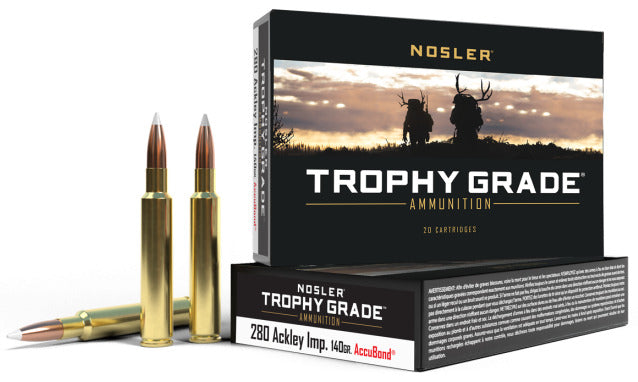 Nosler 60043 Trophy Grade Rifle Ammo, 280 Remington Ack. Imp. 140gr - 20ct