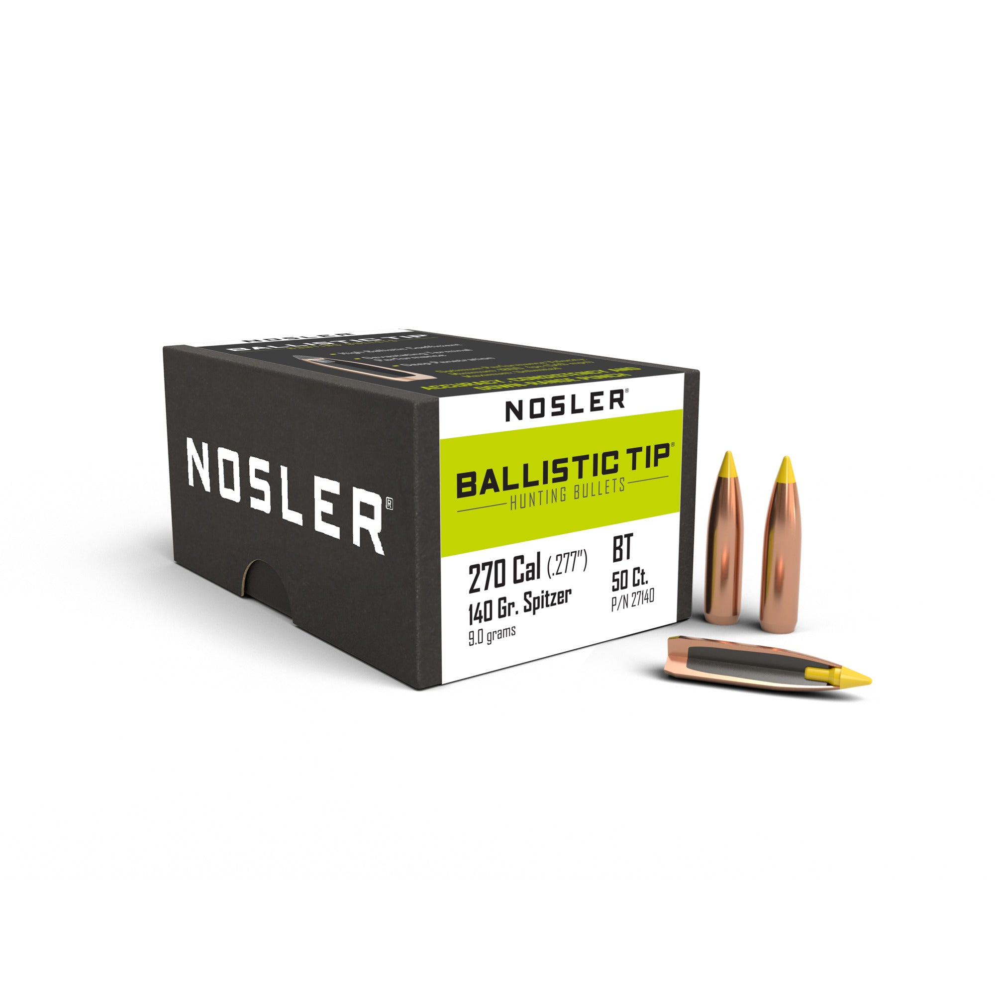 Nosler 27140 Rifle Bullets 270Cal 140Gr Ballistic Tip Spitzer .277