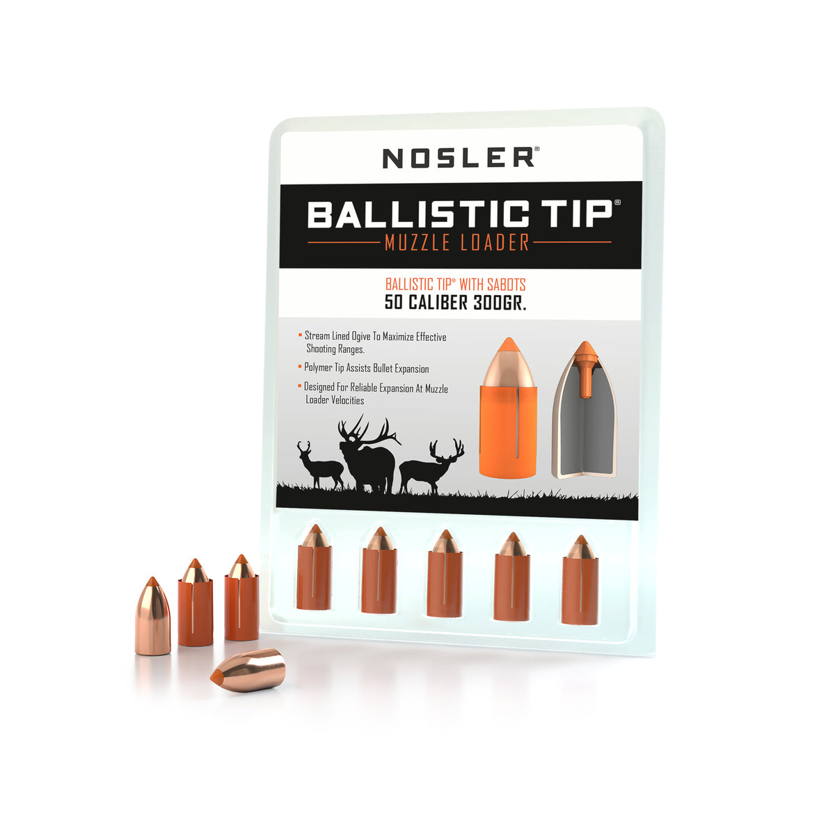 Nosler Muzzleloading Supplies .50 Caliber Ballistic Tip 300 Grain Cased 15ct Rounds Model: 50300