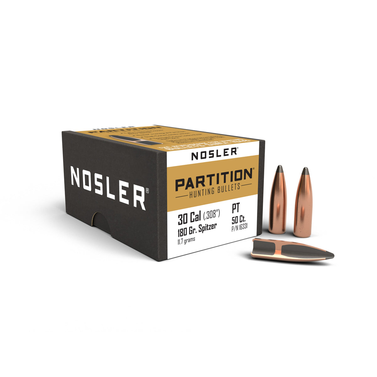 Nosler 16331 Partition 30 Caliber .308 180 GR Spitzer 50 Box
