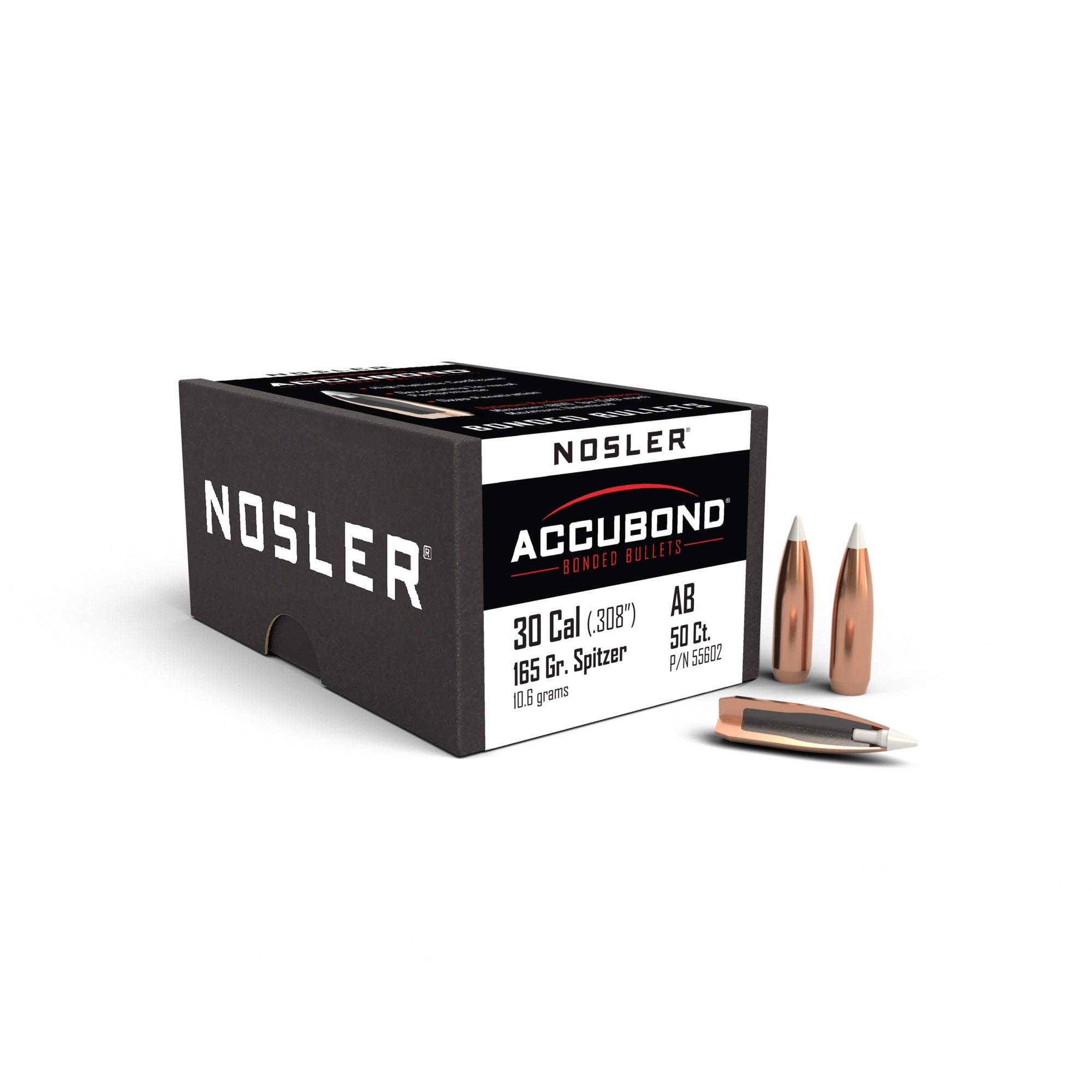 Nosler 55602 AccuBond 30 Caliber .308 165 GR Spitzer Point 50 Box