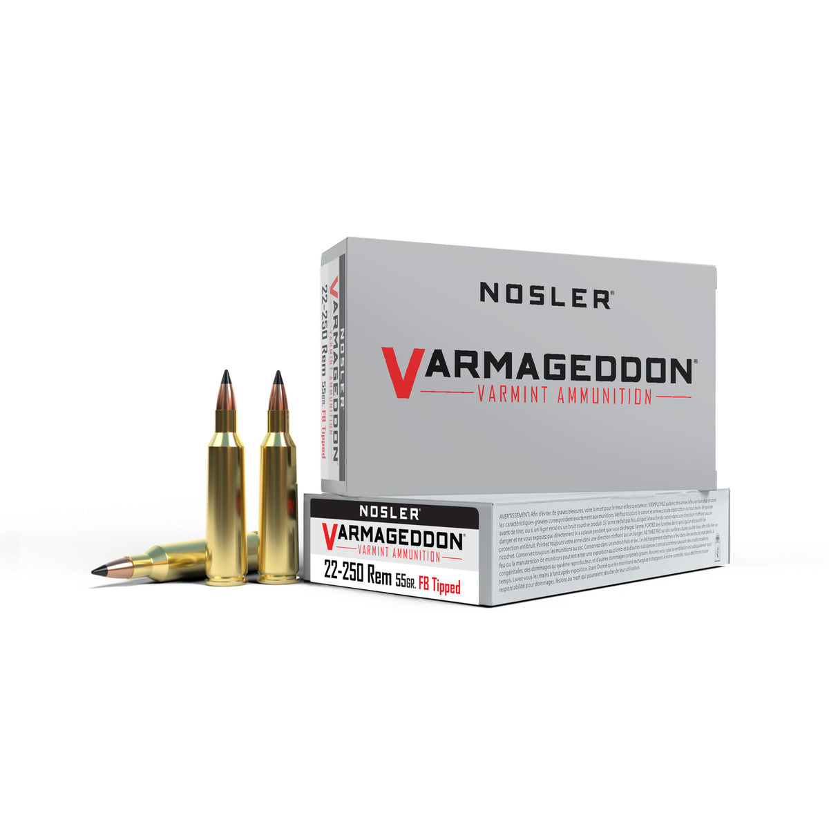 Nosler 65155 Varmageddon Rifle Ammo 22-250 REM, FB Tipped, 55 Grains