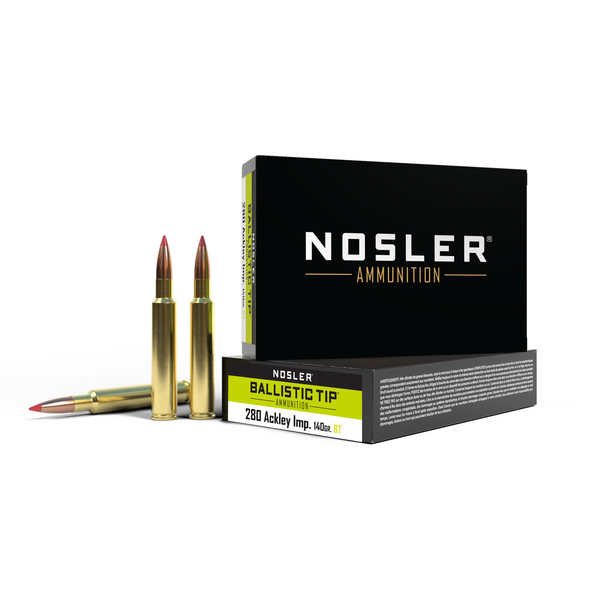 Nosler 43504 BT Ballistic Tip Rifle Ammo 280 Ackley Imp 140gr Ballistic