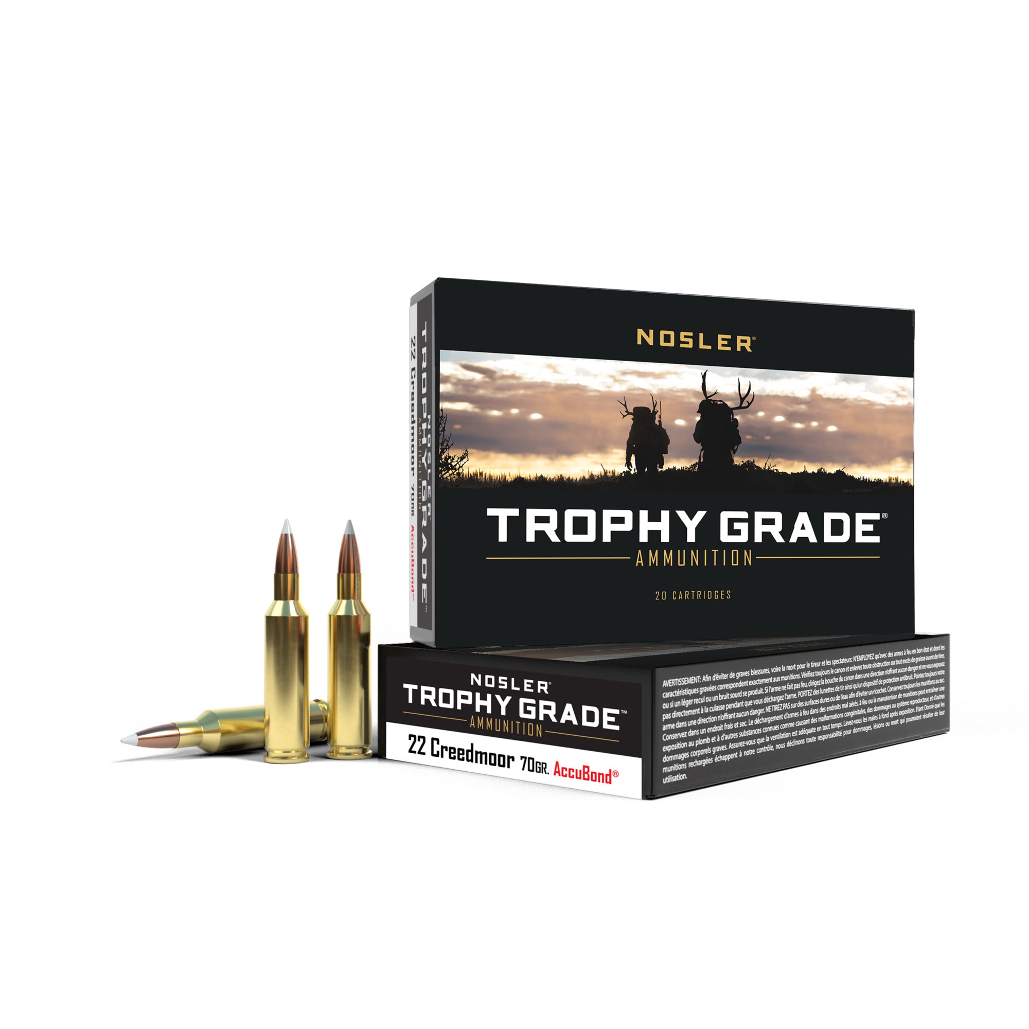 Nosler 60152 Trophy Grade Rifle Ammo 22 Creedmoor 70gr AccuBond (20 ct.)