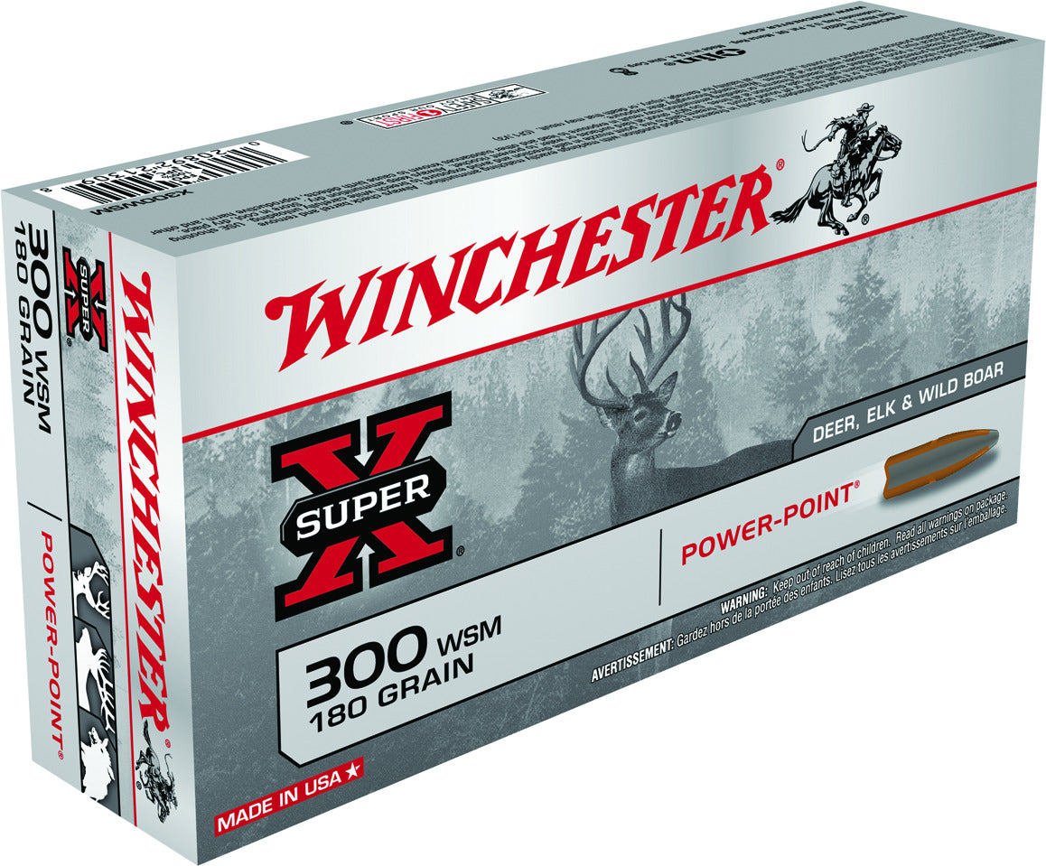 Winchester X300WSM SuperX Rifle Ammo 300 WSM PowerPoint 180 Grains 2970 fps 20 Boxed