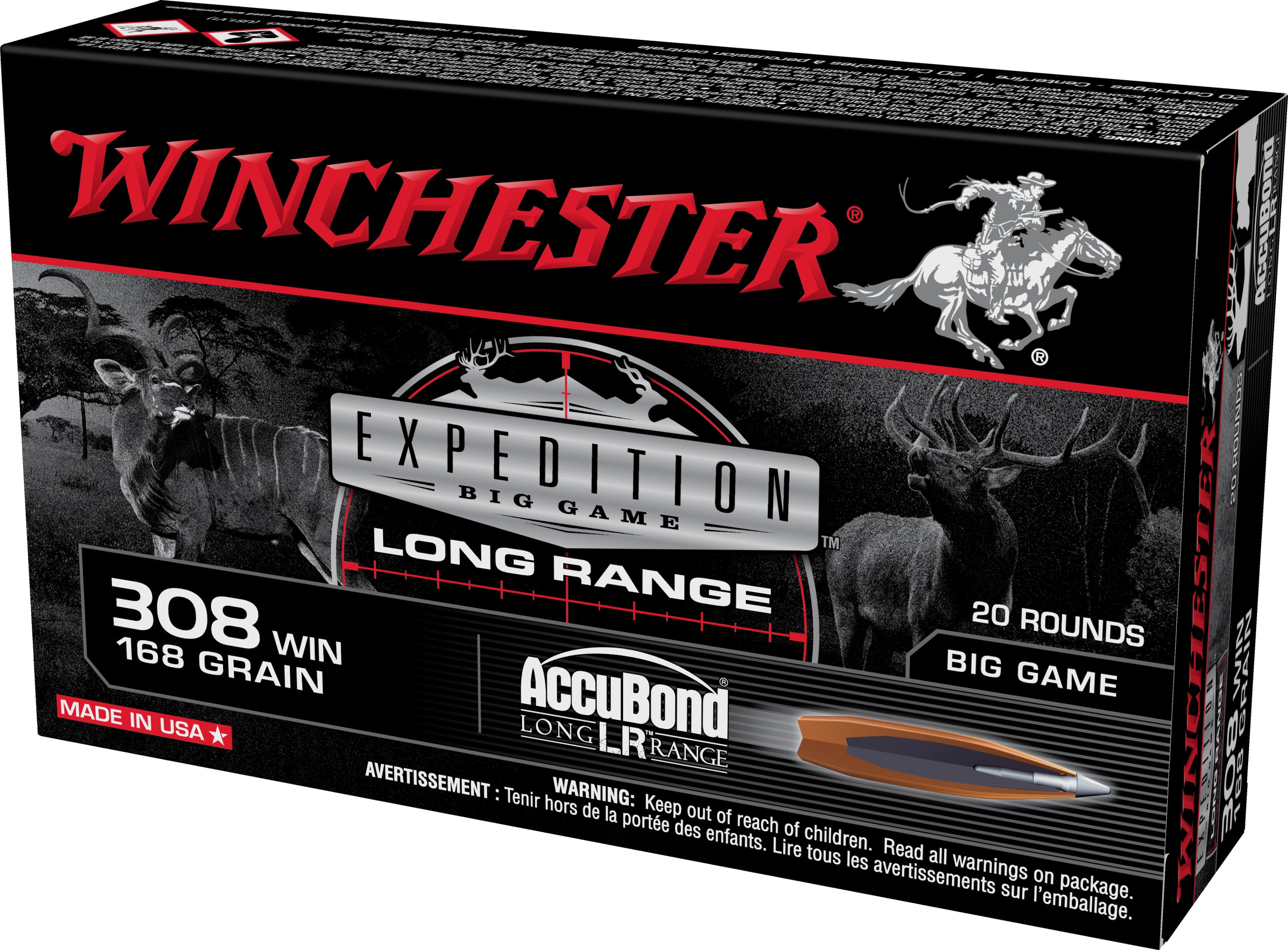 Winchester S308LR Expedition Big Game Centerfire Rifle Ammo 308 Win