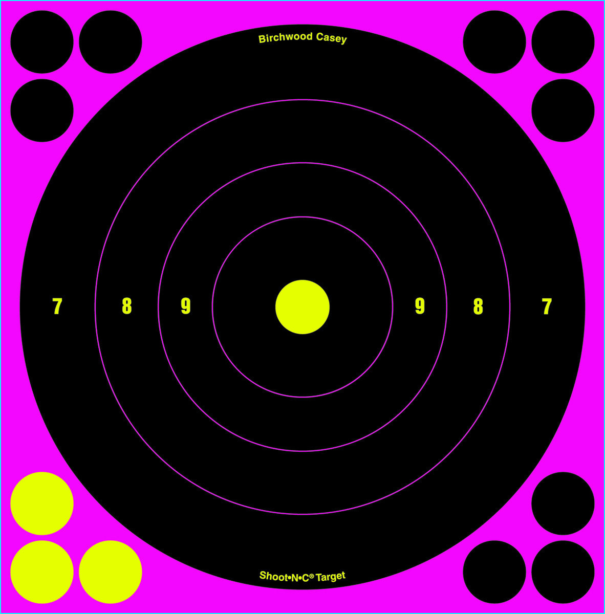 Birchwood Casey ShootNC Pink 8" Bullseye Target-6 pk