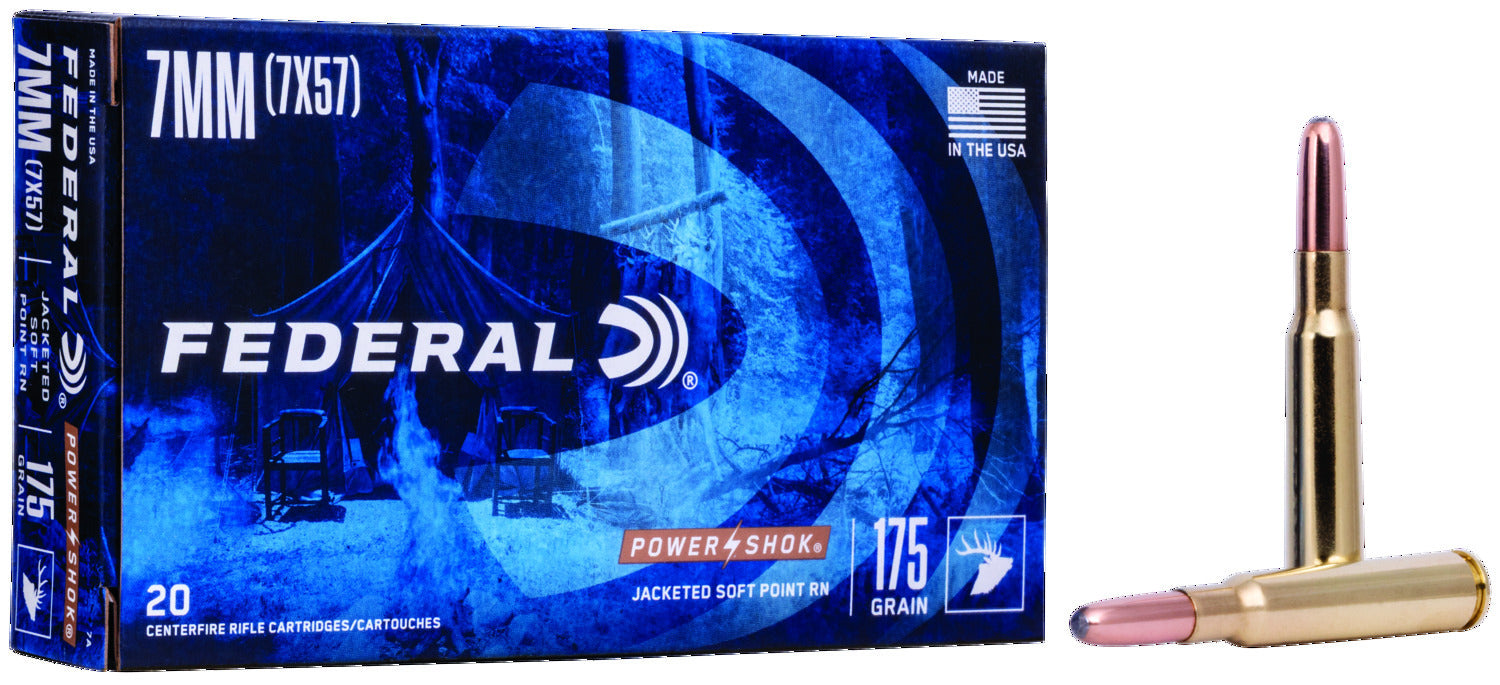 Federal 7A Power-Shok Rifle Ammo 7MM MSR, SP RN, 175 Grains, 2390 fps, 20 ct
