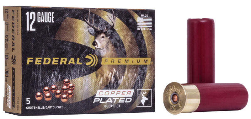 Federal Buckshot, 12 Gauge, 000 Buck Shot, 3 in, 1225 fps - 5/box