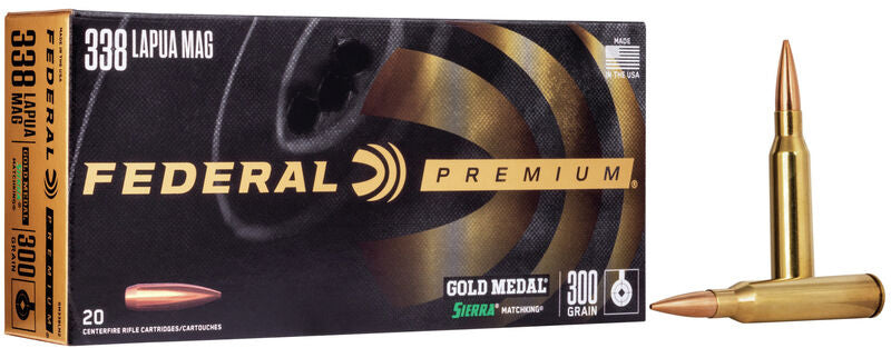 Federal GM338LM2 Gold Medal Rifle Ammo 338 LAPUA, SMK BTHP, 300, 20 ct