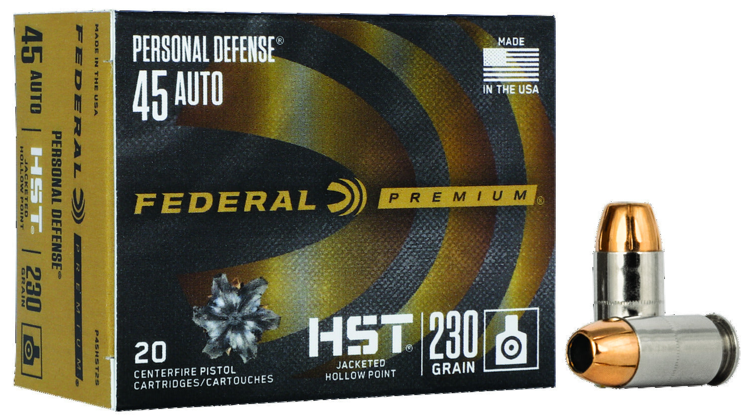 Federal P45HST2S Premium Personal Defense Pistol Ammo 45 ACP