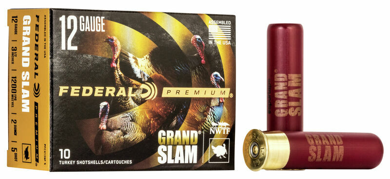 Federal Grand Slam 12 Gauge Ammunition 10 Rounds 3-1/2 Length #5 Copper Plated Lead 2 Ounce FlightControl Flex Wad 1200fps