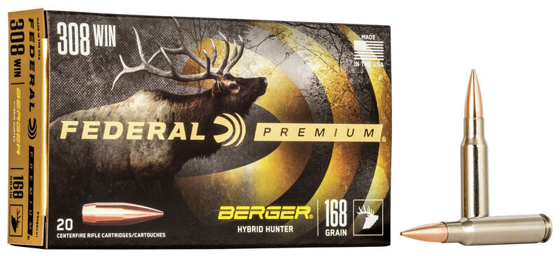 Federal P243BCH1 Premium Berger Hybrid Hunter Rifle Ammo 243 WIN 95 Grains 3050fps 20 Boxed
