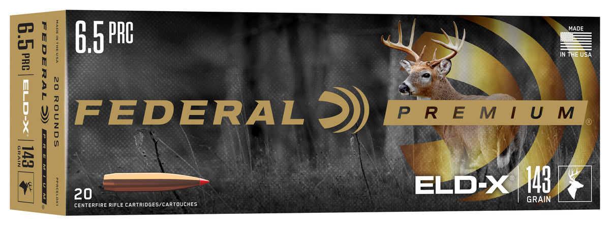 Federal Rifle Ammo 6.5 PRC 143 GR ELD-X Box of 20