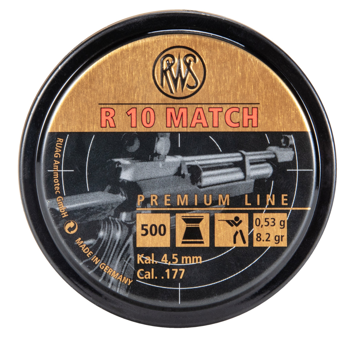 RWS 2315014 R10 Match, Premium Line, Heavy 4.50mm, 8.2 Grains