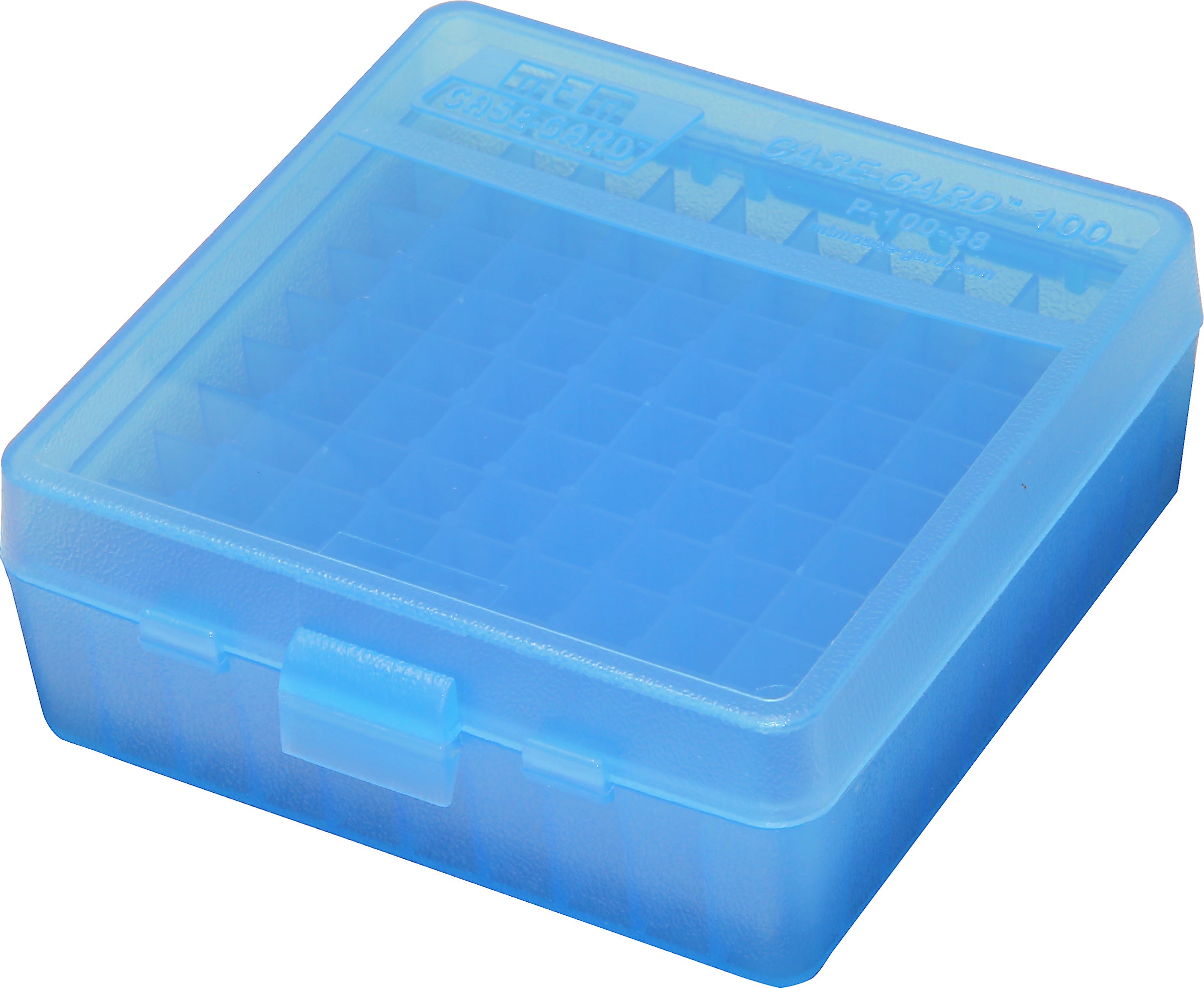 MTM Case-Gard - P-100 Series Ammo Box - 38 Spec/357 Mag - 100rd - Clear Blue