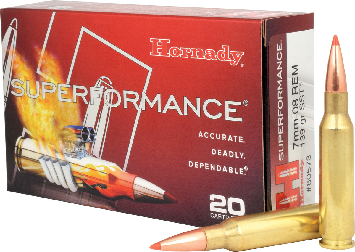 Hornady Superformance 7mm-08 Remington Ammo 139 Grain Hornady SST (Super Shock Tip) Polymer Tip Box of 20