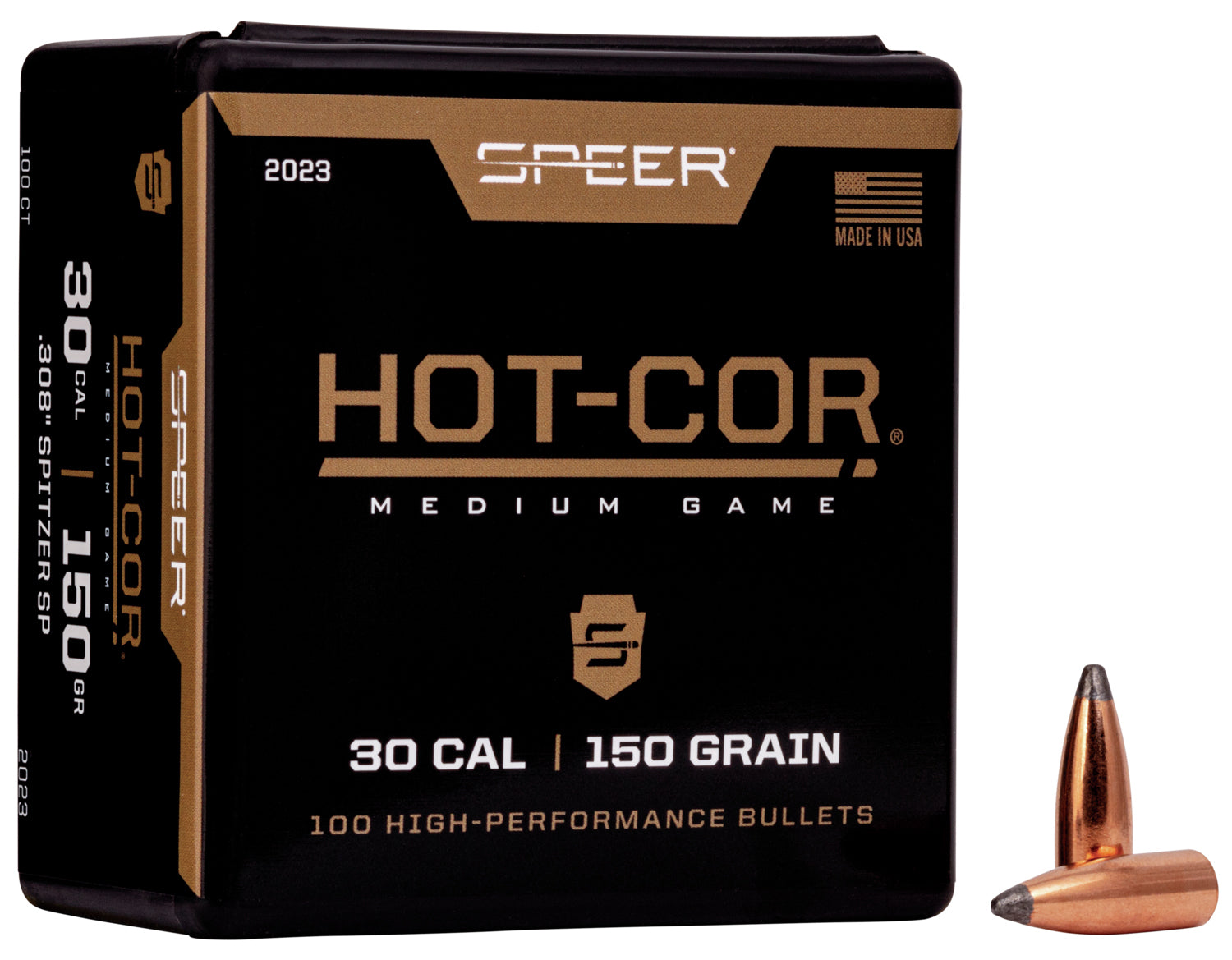 Speer Hot-Cor .308 150 Grain Spitzer Soft Point Rifle Bullet 100 2023