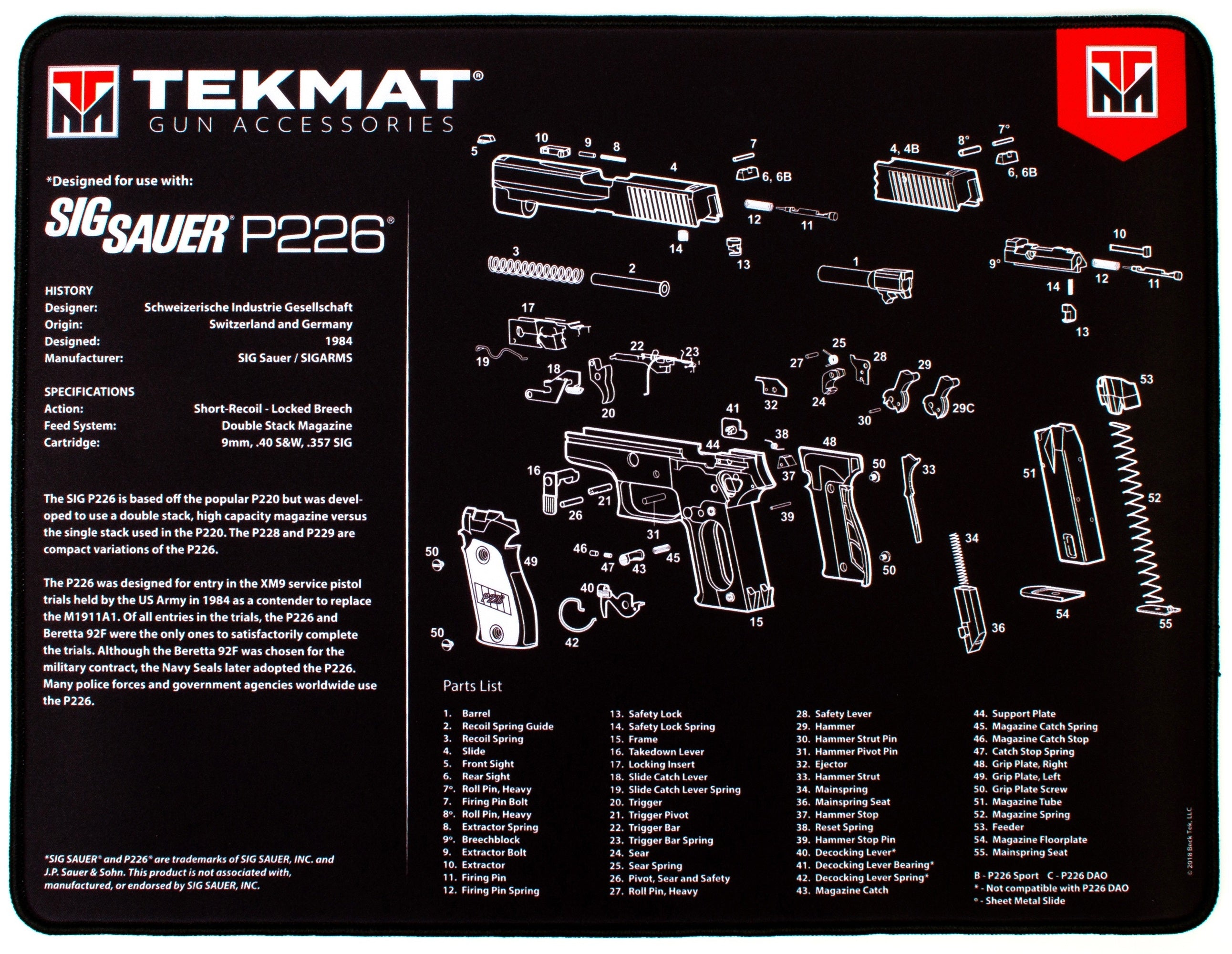 TekMat Gun Cleaning Mat, 15"x20", Ultra 20 - Sig Sauer P226