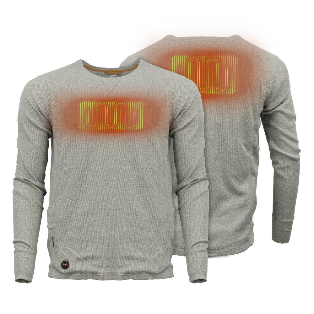 Mobile Warming Mens Thermick Baselayer Shirt, 7.4V, Gray, 2XL