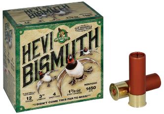 HEVI-SHOT Ammunition HEVI-BISMUTH 12 Gauge 3" 1-3/8 OZ #4 (25)