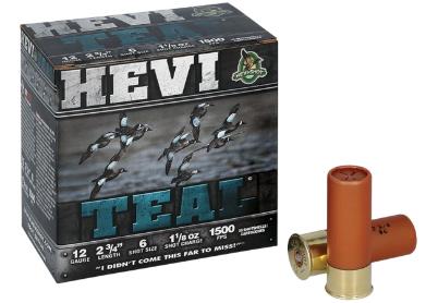 HEVI-SHOT Ammunition HEVI-TEAL 12 Gauge 2-3/4" 1-1/8 OZ #6 (25)