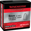 Winchester 9mm NATO 124gr Full Metal Jacket Component Bullets - 100 Count