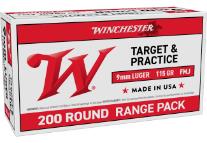WINCHESTER AMMO 9MM USA TARGET FMJ 115 GR - 200 ROUNDS