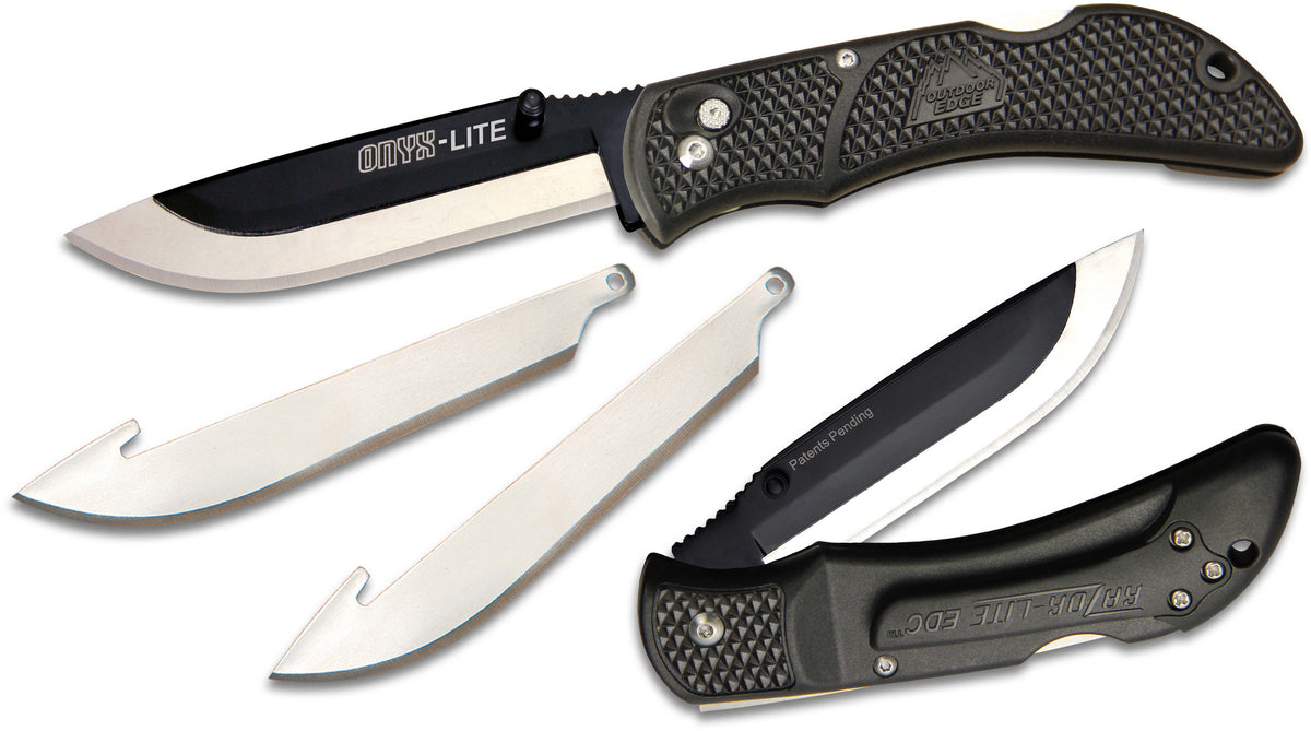 Outdoor Edge Onyx Lite EDC Replaceable Blade Pocket Knife 3″ Black OX-30C