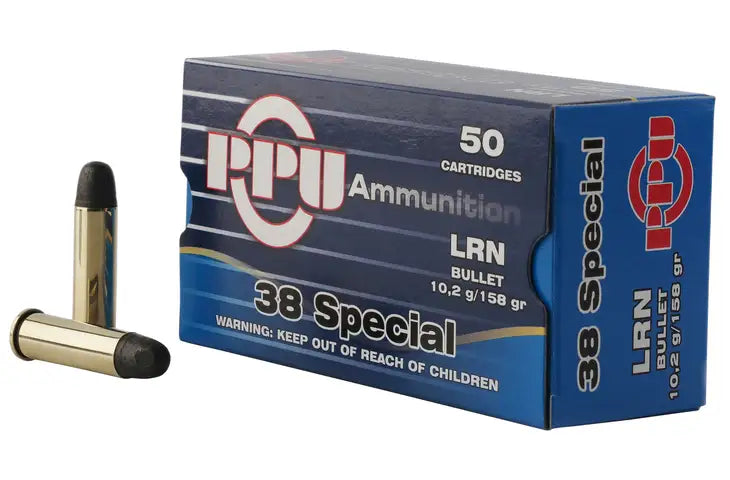 PPU PPH38SL Pistol Ammo 38 SPL LRN 158 Gr 50 Rnd