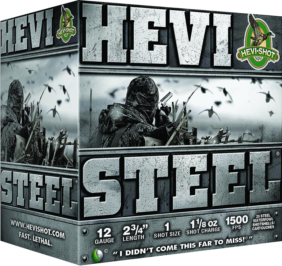 HEVI-Shot HEVI-Steel, 12 Gauge, 2 3/4", 1 1/8 Oz. Shotshells, 25 Rounds