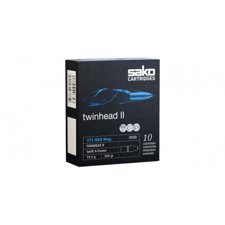 Sako Twinhead II .375 H&H Mag 300gr Soft Point Ammunition – 10 Rounds