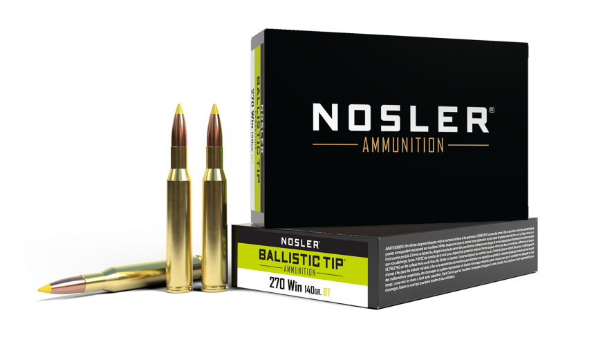 Nosler 40055 BT Ballistic Tip Rifle Ammo 270 WIN Hunting 140 Grains 2900 fps 20 Boxed