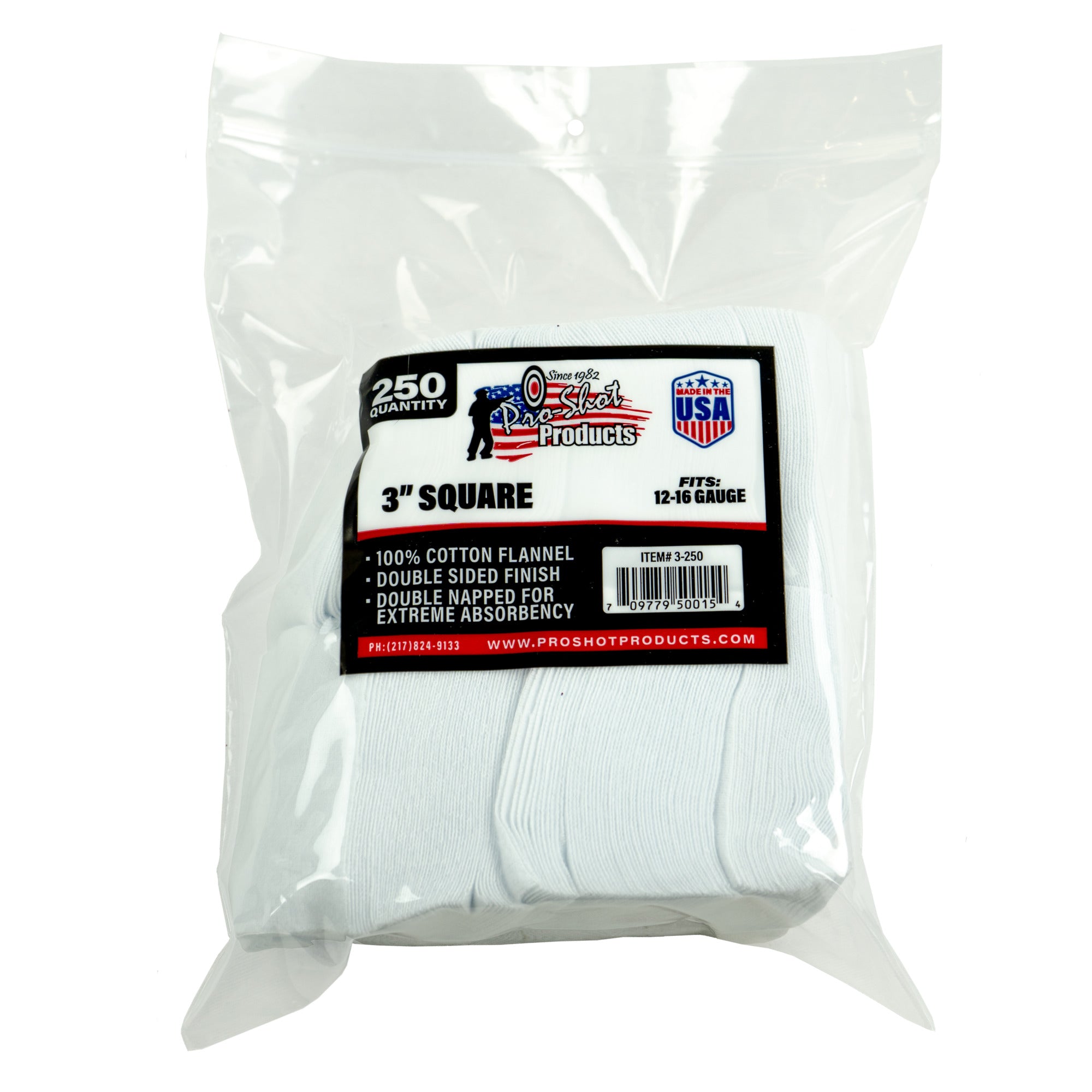 Pro-Shot 3-250 12-16 Gauge 3 SQ. 250CT. Patches