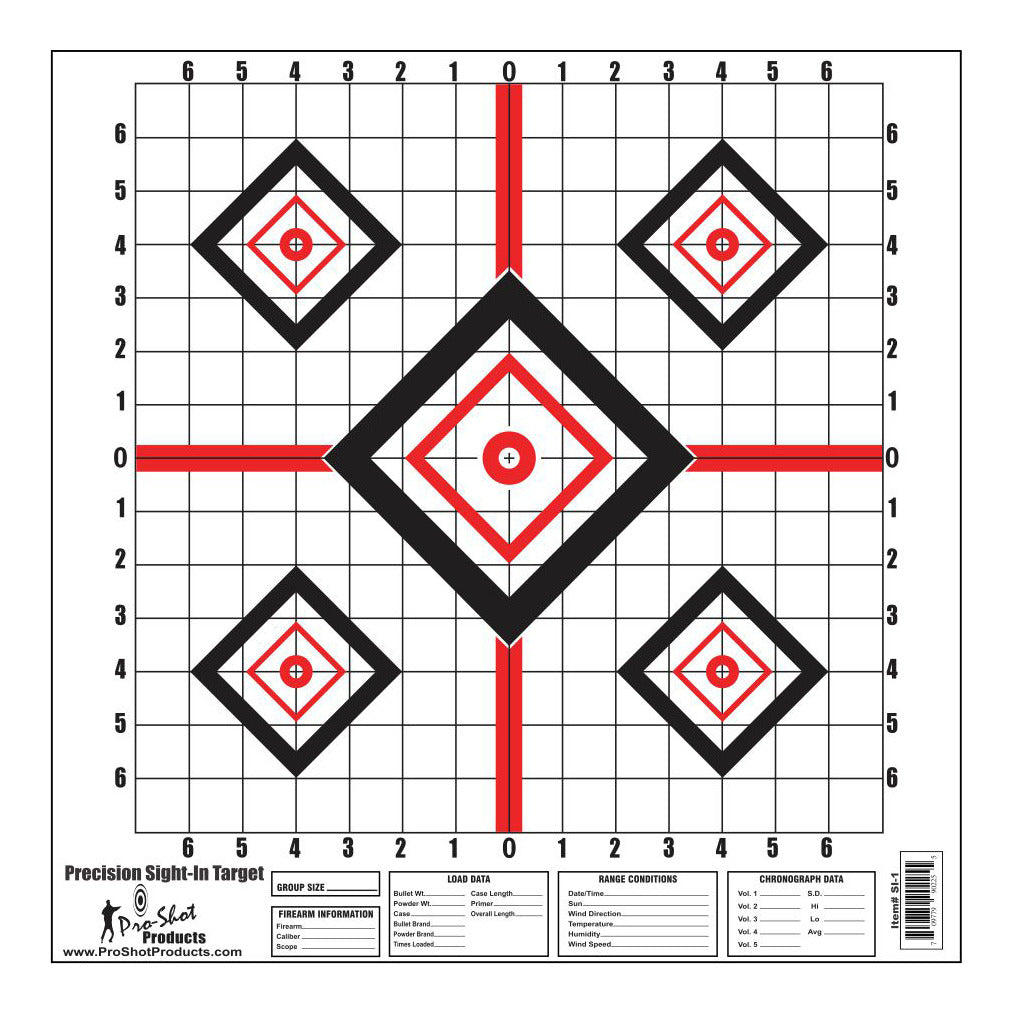 Pro-Shot SI-1-10PK 16" x 16" Red Diamond Precision Sight In Target 10 Pack