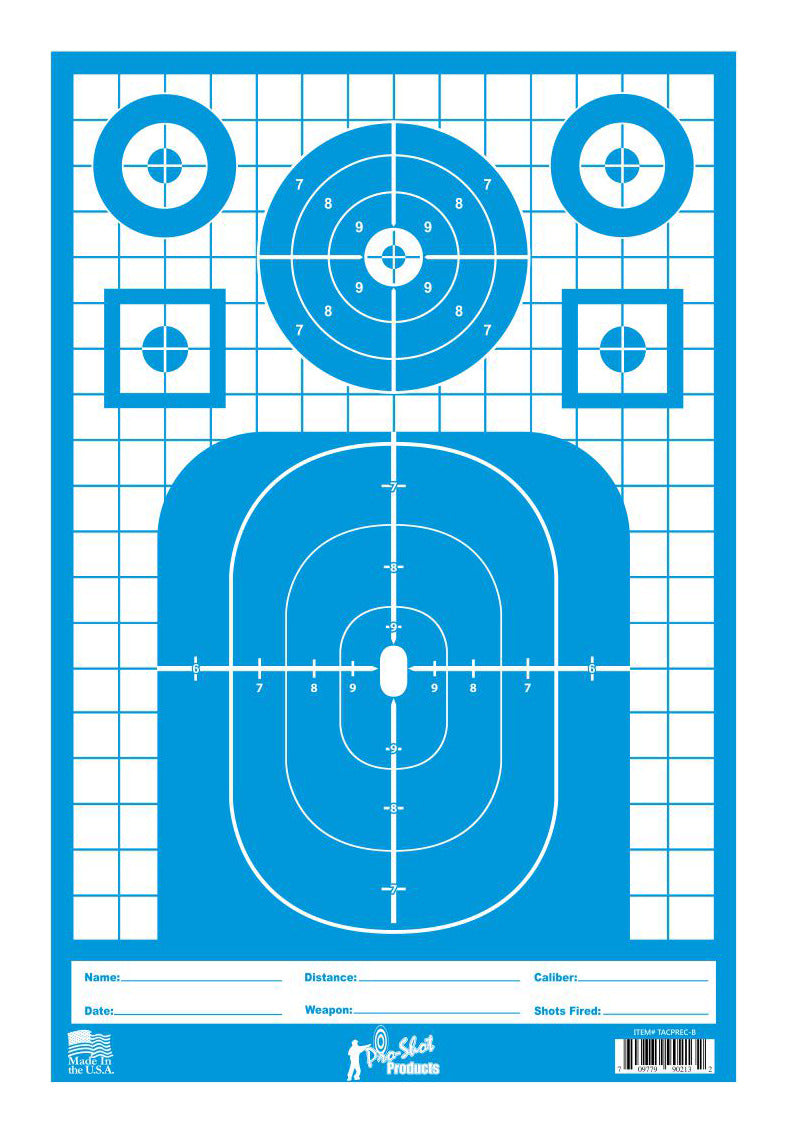 Pro-Shot TACTPREC-BLUE-8PK Tactical Precision Target Pistol/Rifle/Shotgun 8 Pack