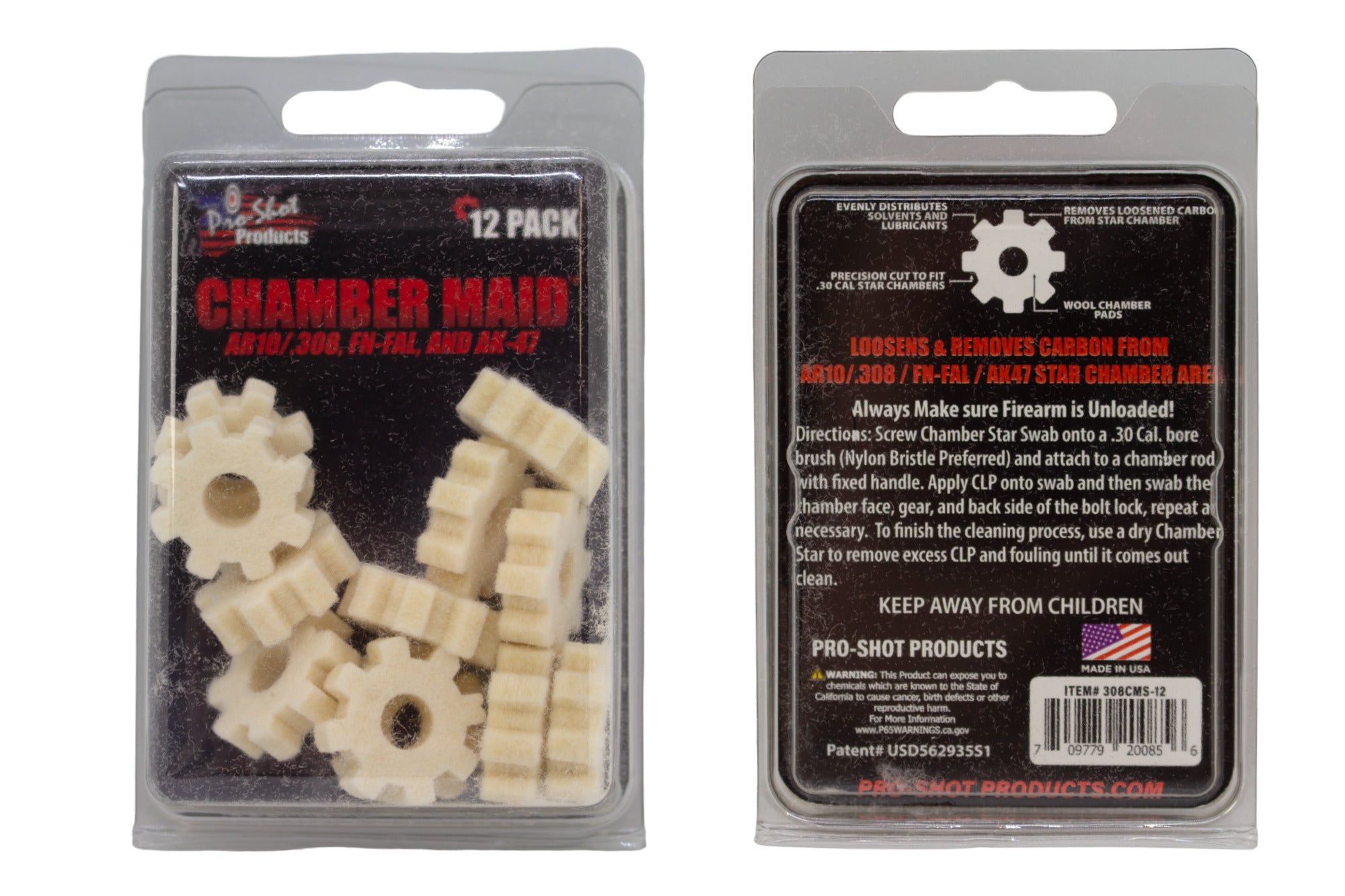 Pro-Shot 308CMS-12 Chamber Maid .308 Cal./7.62mm Chamber Star Swabs