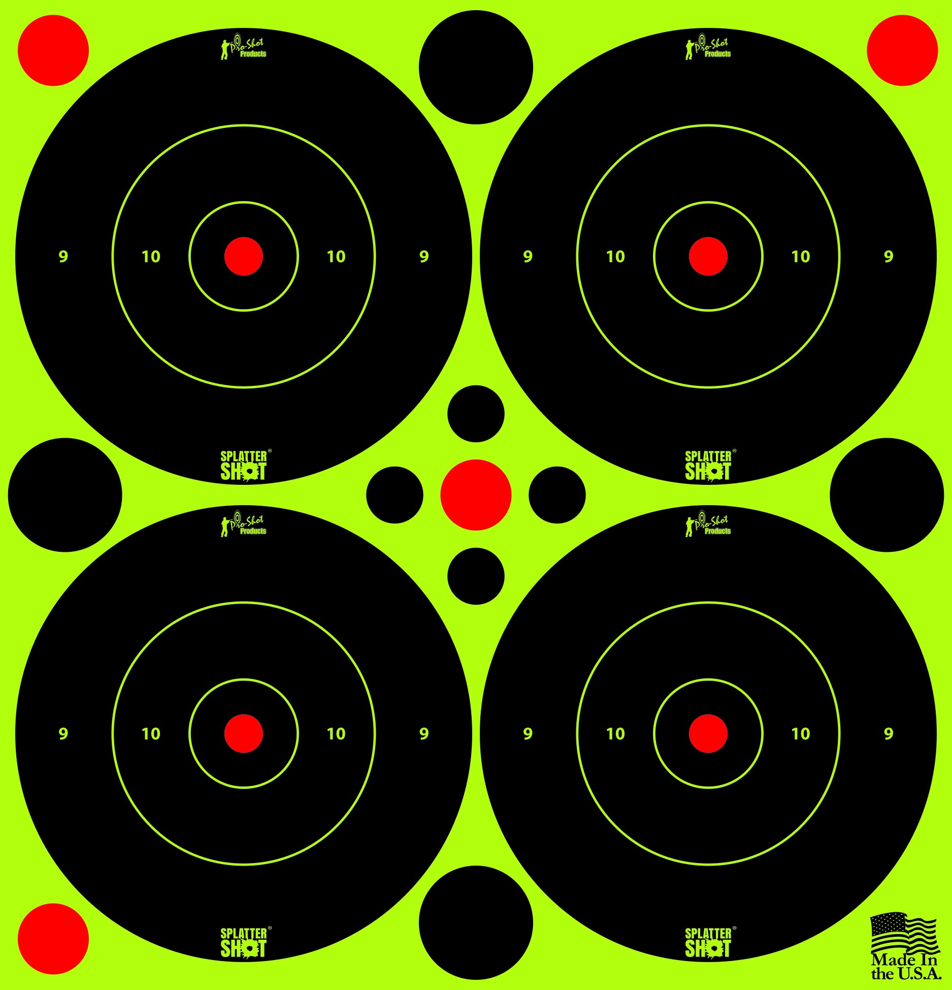Pro-Shot 3B-GREEN-48 3" Green Splatter Shot Bullseye with Pasters