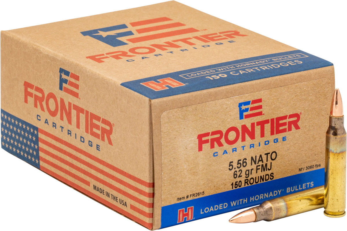 Hornady Frontier Cartridge, 5.56x45mm NATO, FMJ, 62 Grain, 150 Rounds