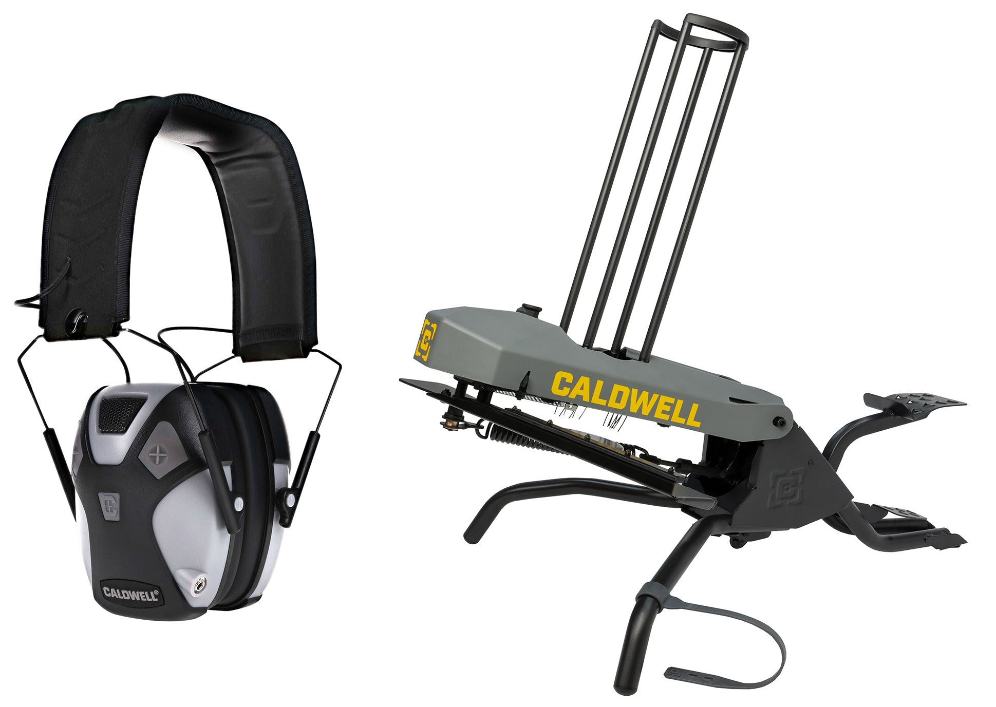 Caldwell 1210201 Claymor Target Thrower & E-Max Pro Elec Earmuff - Bundle