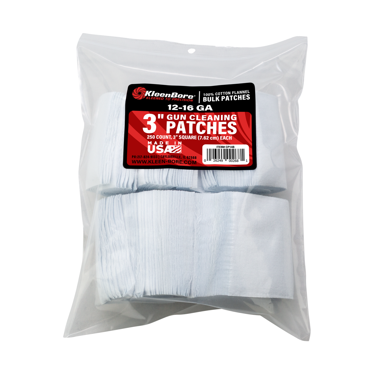 KleenBore 3" Bulk Gun Cleaning Patches – 250 Pack