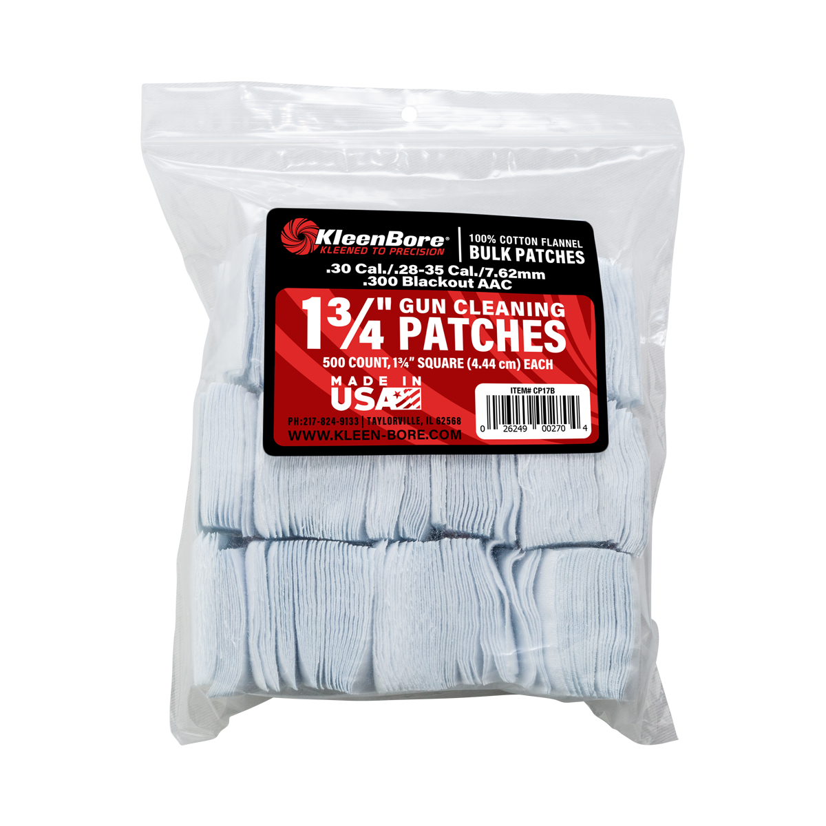 KleenBore 1-3/4" Bulk Gun Cleaning Patches – 500 Pack