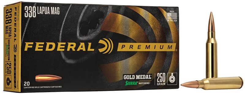 Federal Gold Medal Sierra MatchKing 338 Lapua Mag 250GR Sierra Matchking BTHP