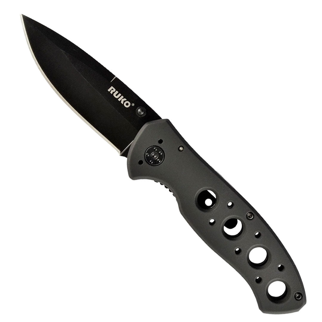 Ruko Outdoors 440A 3.25" Folding Blade Knife Black Handle