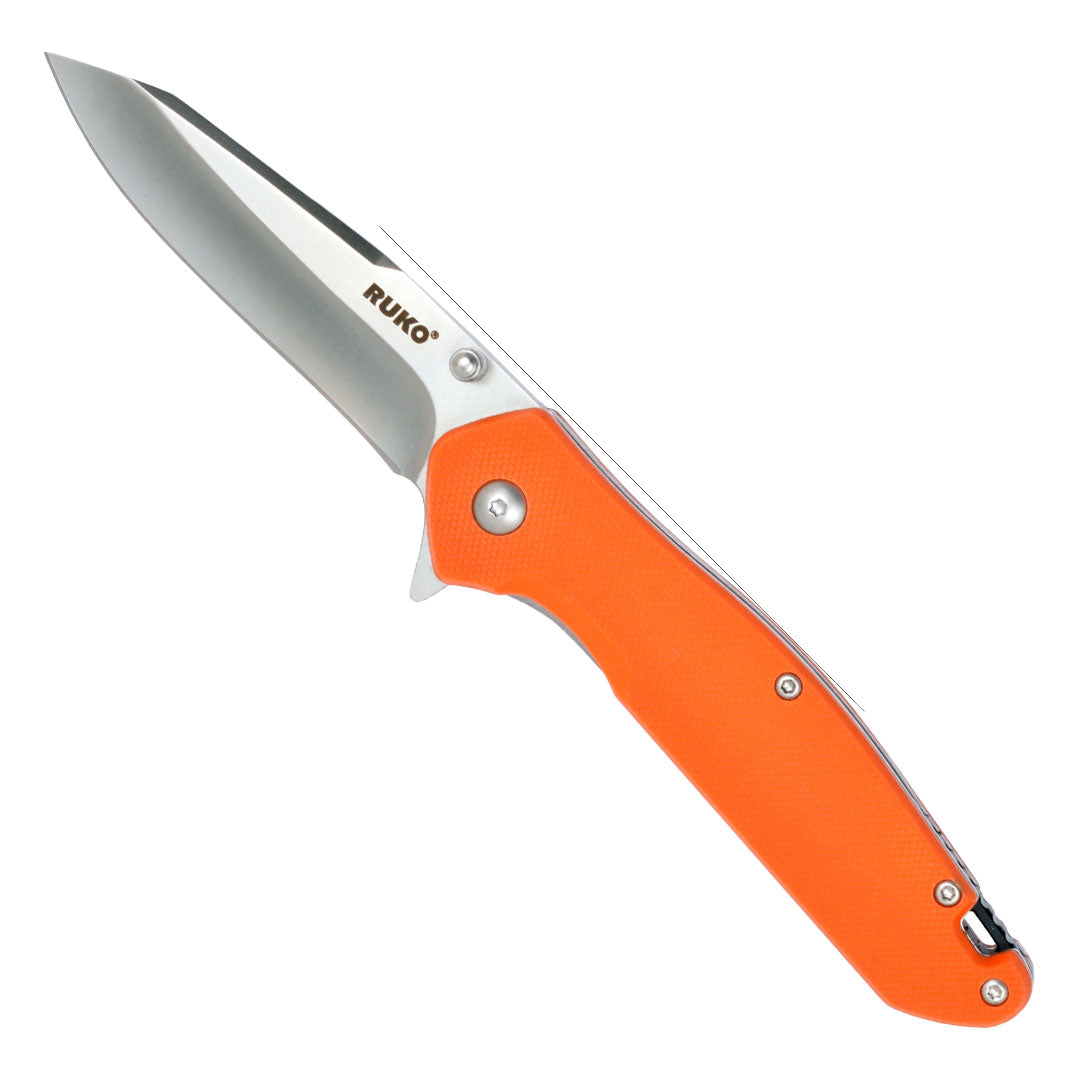 Ruko Outdoors 420A 3.25" Folding Blade Tactical Knife Orange GFR Nylon / Stainless Steel Handle