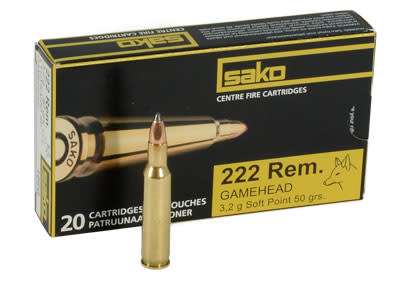 Sako Gamehead .222 Rem Soft Point Ammunition – 20 Rounds