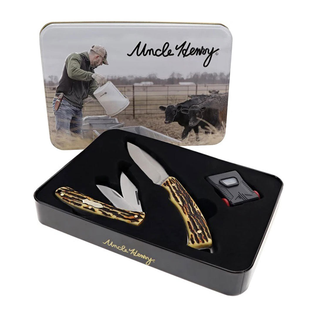 Uncle Henry Fixed and Folder w/Tin Hat Light