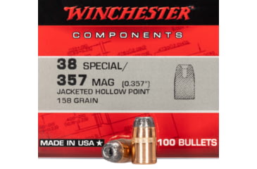 Winchester 38 Special and 357 Mag (.357) 158gr Jacketed Hollow Point Bullets - 100 Count