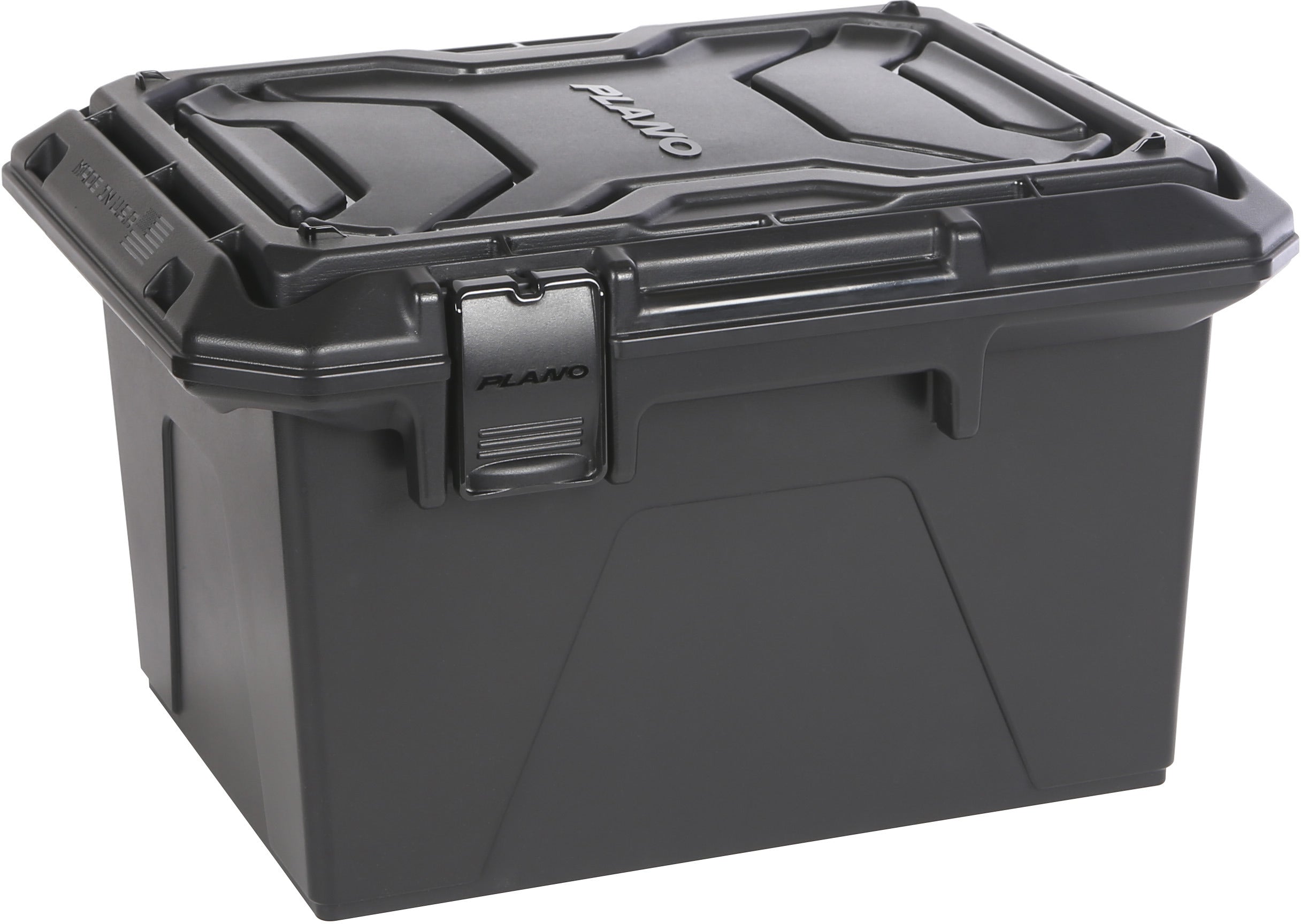 Stackable Storage Box W/ Lid, 4.2 Gal, 12-1/4 in L, 9-1/4 in W, 8-1/2 in H, Black, Plastic