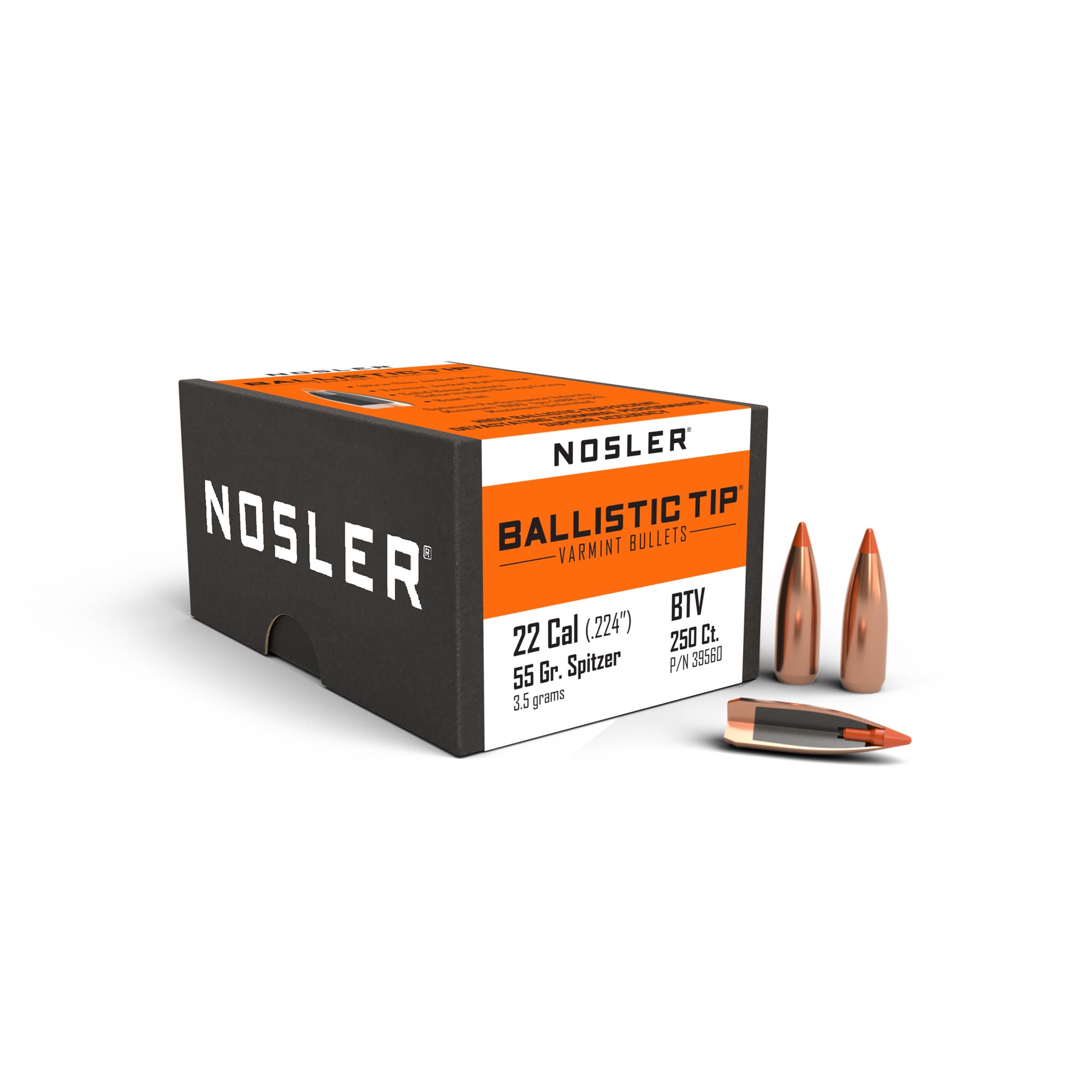 Nosler 39560 Ballistic Tip Varmint 22 Caliber .224 55 GR Spitzer Point 250 Box